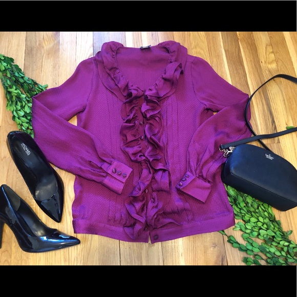 RED Valentino Tops - HP 🎉 RED Valentino pink/purple Silk Ruffle Blouse